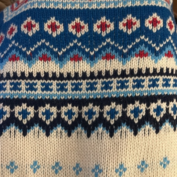 Frances Valentine Fairisle Cardigan Red & Blue Like New Sz. Lg - Picture 8 of 8